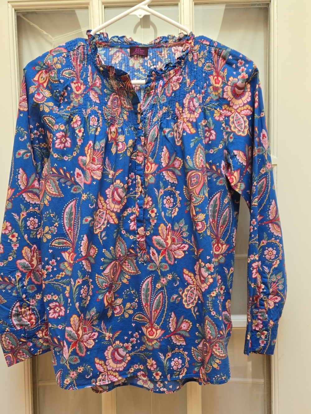 J. Crew Liberty Of London Blue Paisley Floral Pop-over Blouse